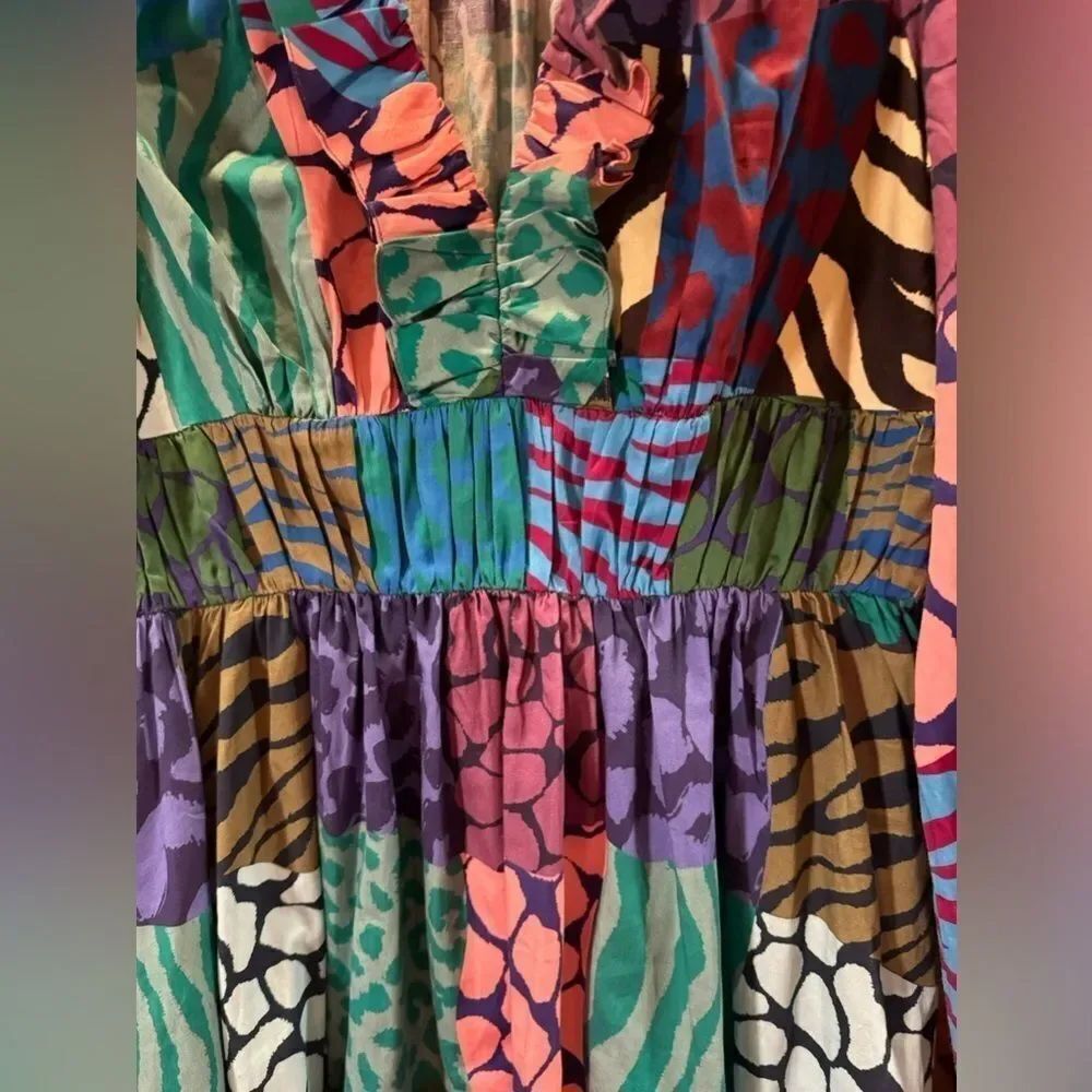 Anthropologie Geisha Designs Long-Sleeve Printed Maxi Dress Size Small - Picture 6 of 8